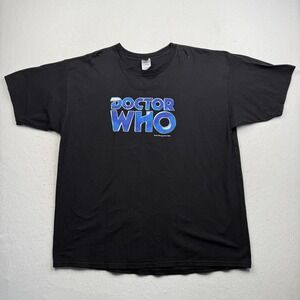 Vintage Doctor Who Shirt Mens 2XL Black Logo Graphic Tee TV Show Sci-Fi T-Shirt